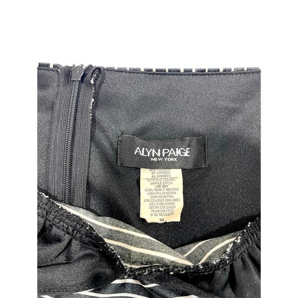 Vintage Y2k Alyn Paige Black Stripe Satin Babydoll Dress Coquette Old Money - Picture 7 of 11